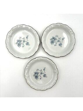 Johann Haviland Bavaria Germany Blue Garland Set 3 pcs Butter Pat Plates 3.75 in